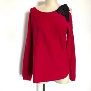Women's Red Sweater with Bow Accent